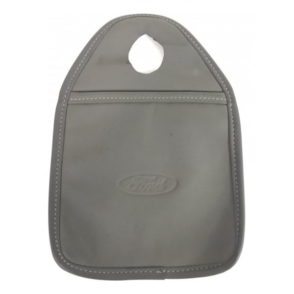 Lixeira De Carro Couro 100% Legítimo Ford Cinza (38556) Lisa